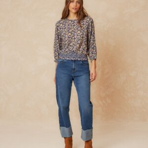 Crepe Cotton Blouse Blue