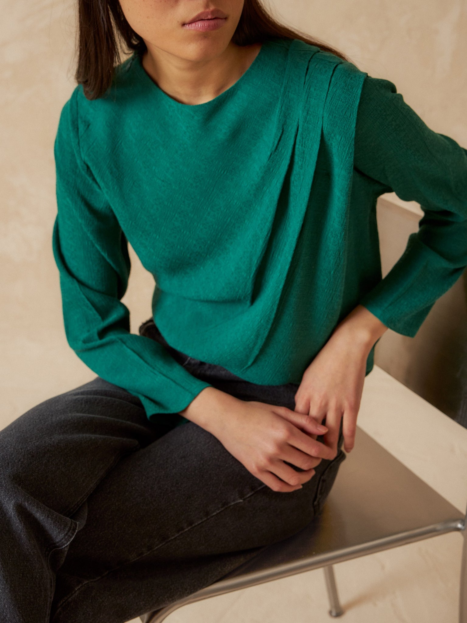 Drapped Details Blouse Green
