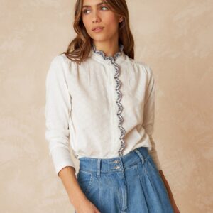 Combined Contrast Blouse White