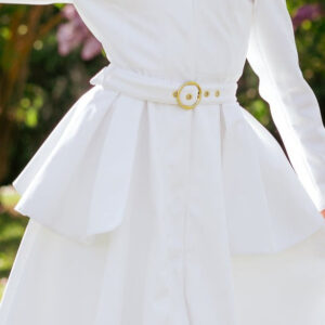 Buckle Belt with Peplum Detail in White