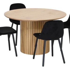 Alessio-Cosy 4-hengen pyöreä ruokailuryhmä tammi/musta sametti