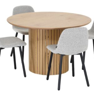 Alessio-Cosy 4-hengen pyöreä ruokailuryhmä tammi/vaalea beige