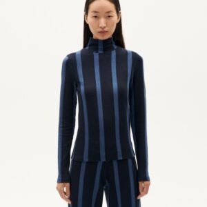 Ellen Top Navy Striped Wool