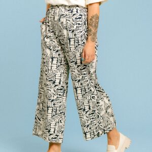 Alessia Culottes Housut Atrium Navy Valkoinen