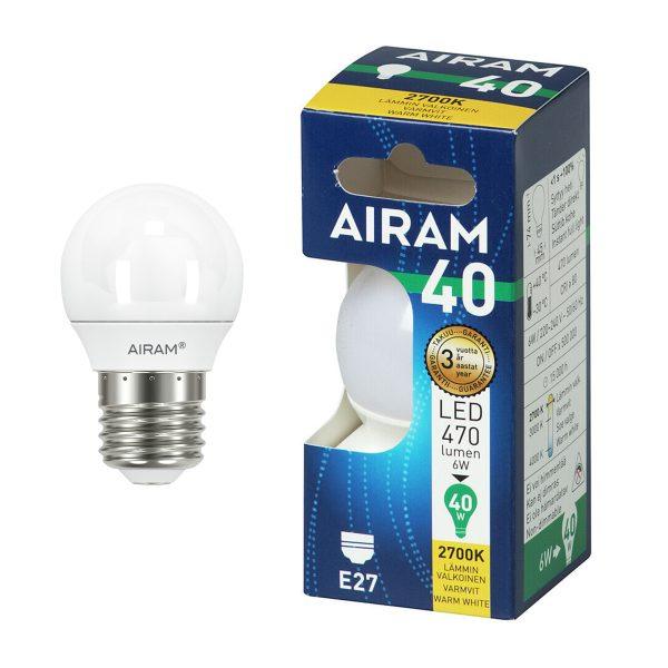 LED-lamppu Airam E27 Small, 2700K, 6 W / 470 lm
