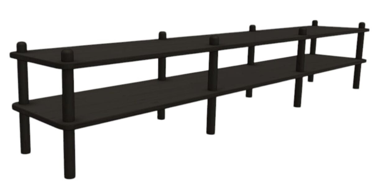 Askel matala tv-taso 203x35x38 cm hiili