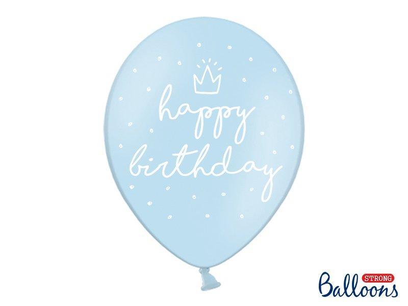 Vaaleansiniset ilmapallot - happy birthday -30cm, 6kpl