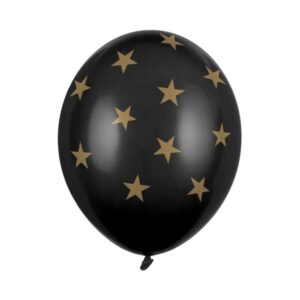 Mustat ilmapallot - kultaiset tähdet - 30cm, 6kpl