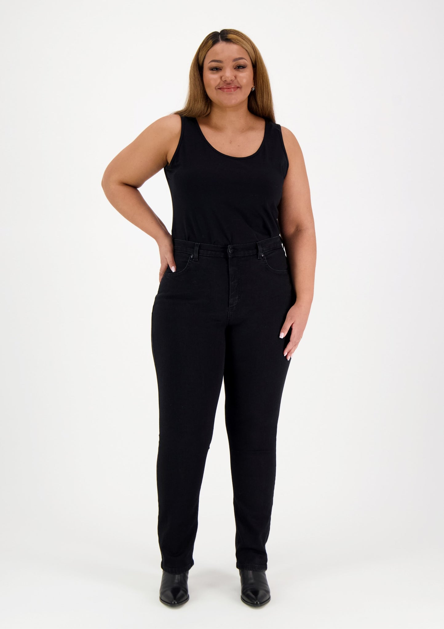 Caramel Slim Leg High Waist Jeans Black