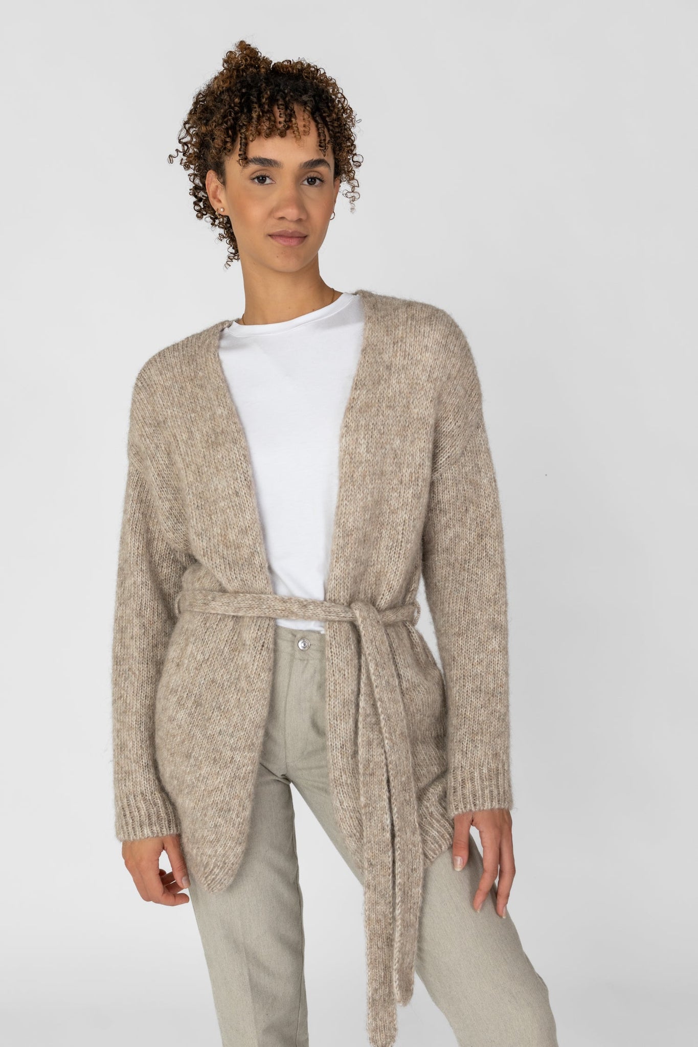 Alpakka-Puuvilla Neuletakki Beige