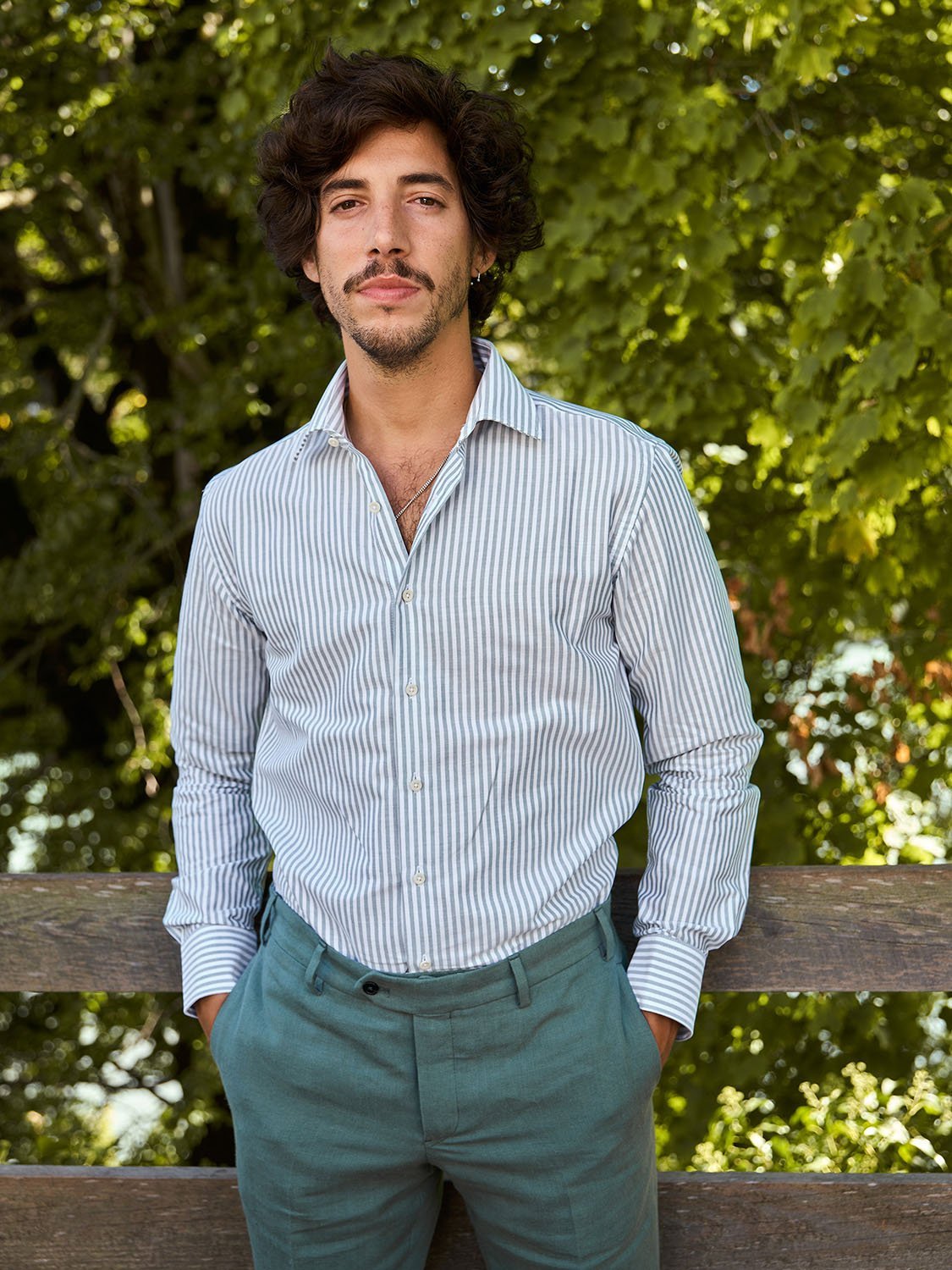 Braga Dress Shirt Stripes Green