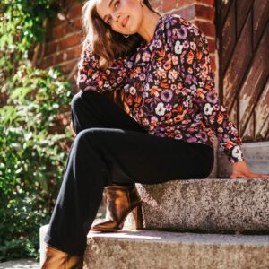 Casual Chic Print Shirt Violettes