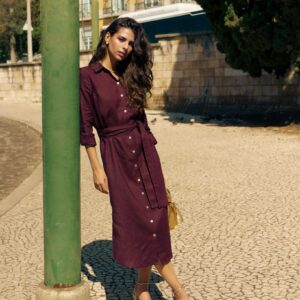 Chloe Linen Dress Merlot