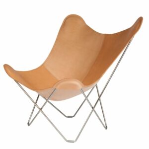 Cuero Design lepakkotuoli Pampa Mariposa Crude Nature, mattakromi jalka