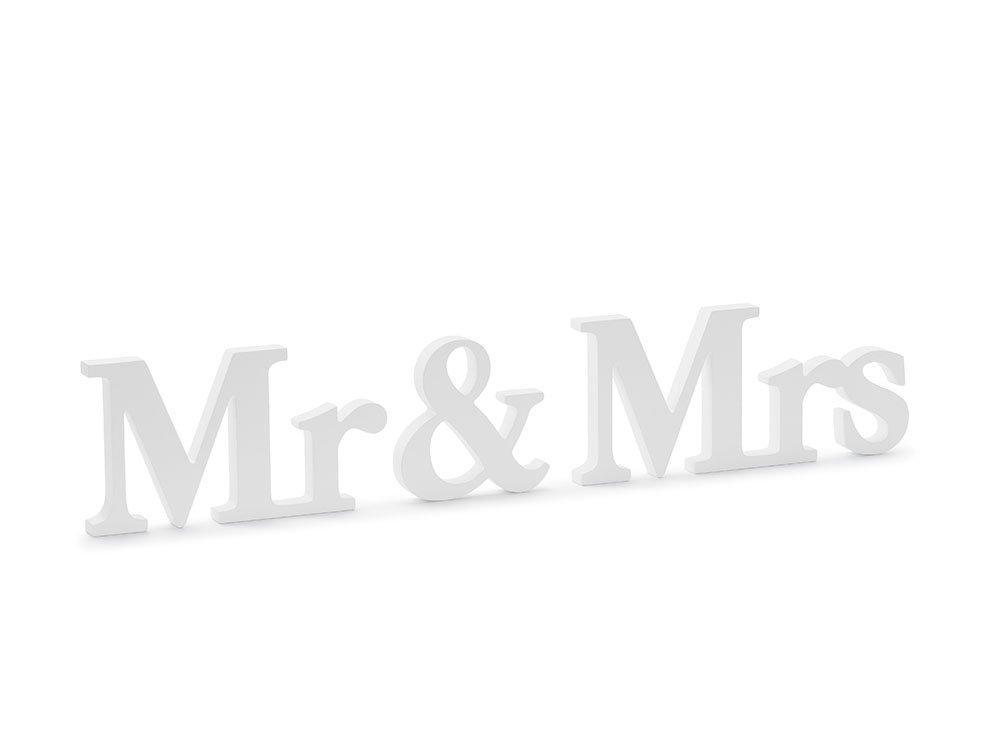 Puinen Mr & Mrs -kyltti, Valkoinen