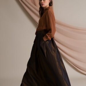Elena Wide Hem Maxi Skirt Dark Brown
