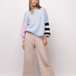 Fun Alpakka-Mohair-Silkki Neulepaita Vaaleansininen