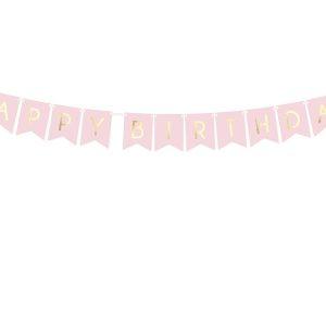 Banneri Happy Birthday Vaaleanpunainen