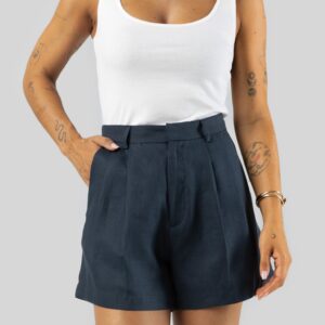 Hannah Linen Shorts Navy Blue