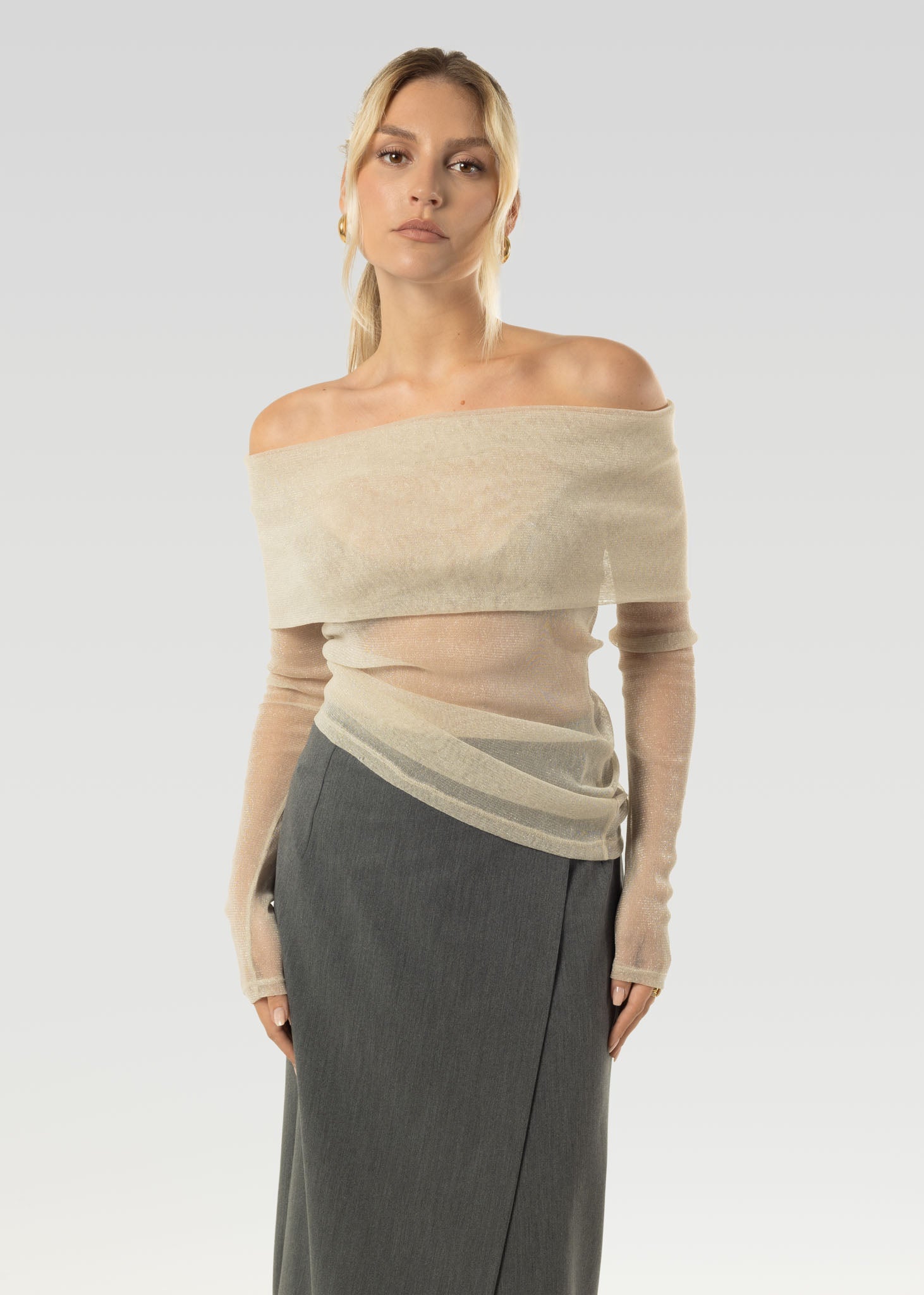Bardot Kimaltava Paita Kultaisen Beige