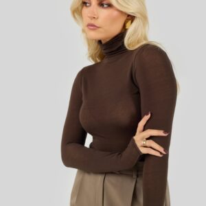 Belle Turtleneck Bodysuit Brown