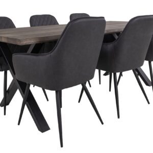 House Nordic Toulon-Harbo 6-hengen ruokailuryhmä ruskea/musta/harmaa