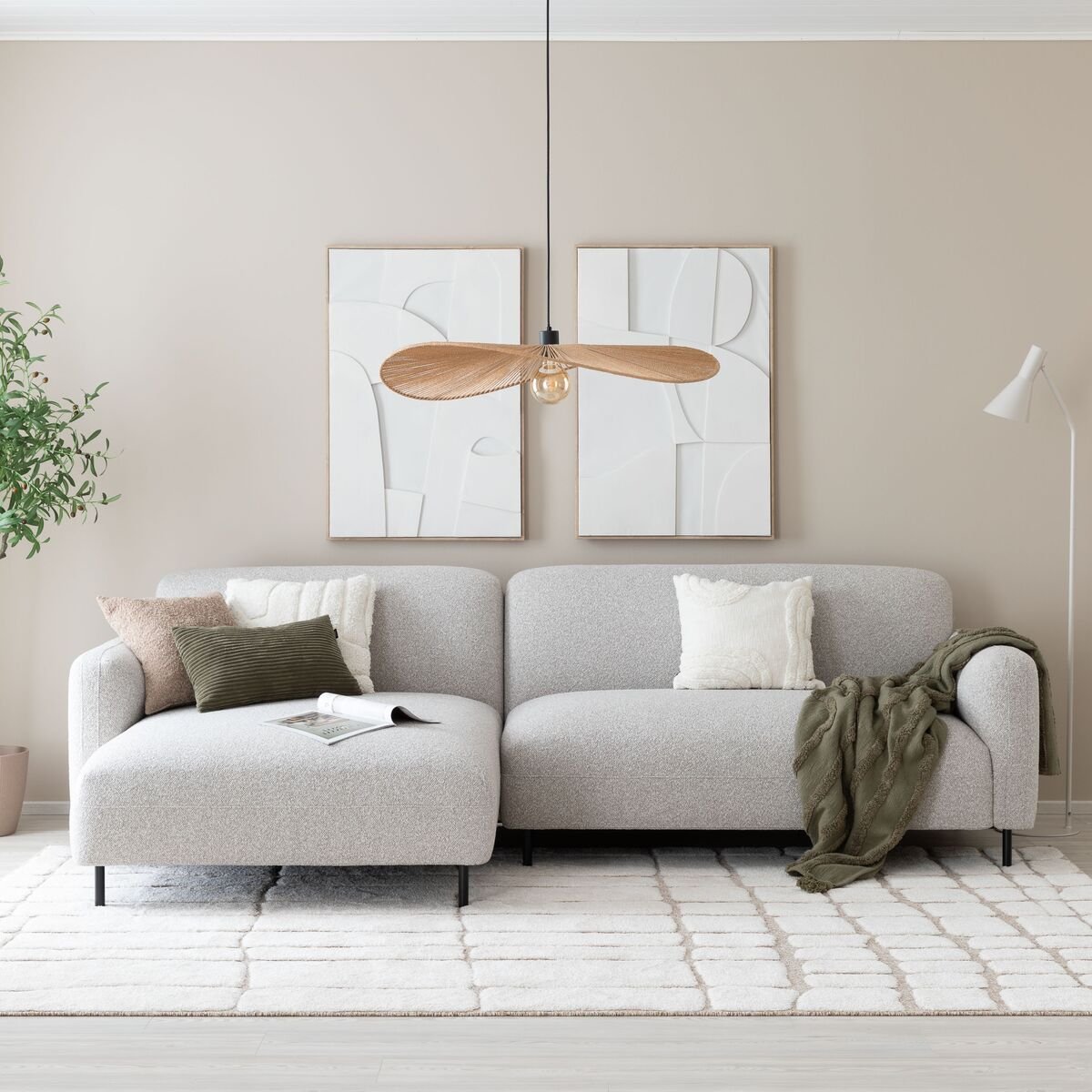House Nordic Salvador divaanisohva vasen vaaleanharmaa HN1253