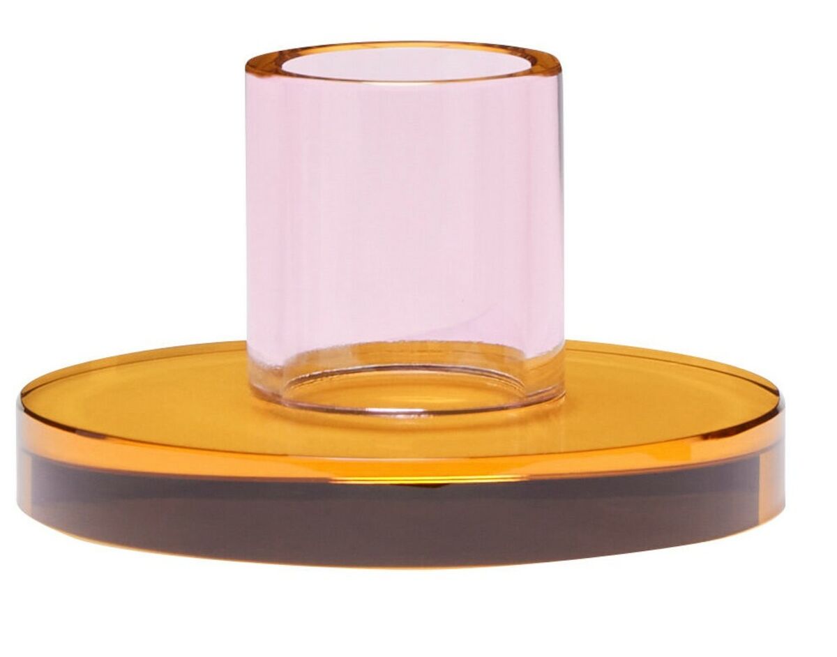 Hübsch Astra kynttilänjalka Ø7 cm pinkki/oranssi