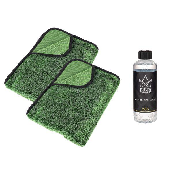 Kuivausliina King Carthur Green Jade, 2 kpl + Mikrokuituliinojen pesuaine