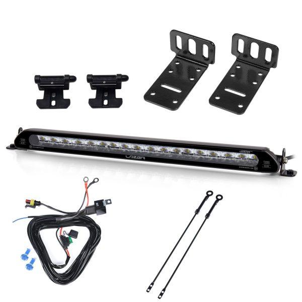 Lisävalo Lazer Linear 18 Elite (Double E-Mark) - Suora / 53 cm / 130W / Ref. 2 x 25, 1 kpl - Täydellinen setti kilpitelineellä