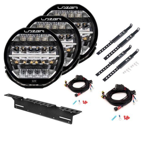 Lisävalo Lazer Sentinel 9 Elite - Pyöreä / 23 cm / 145 W / Ref. 20, 3 kpl - Täydellinen setti