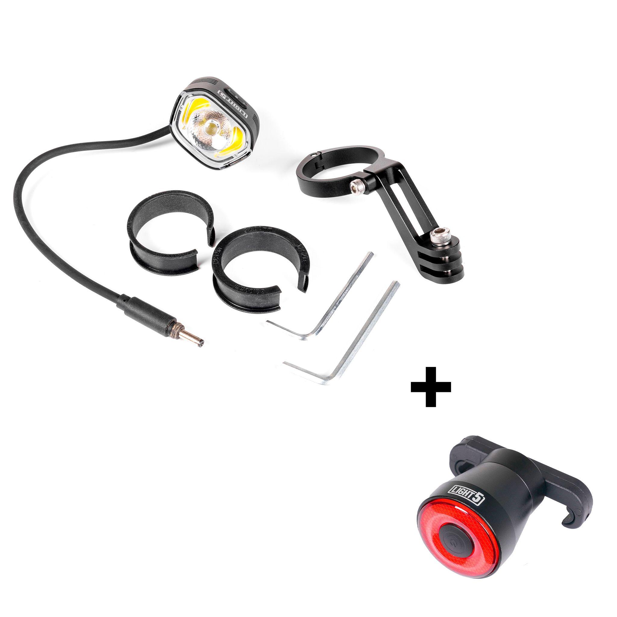 Sähköpyörän valo Light5 EB1000 - 1000 lm / Bafang, Etuvalo (Uros) + Light5 Blib takavalo
