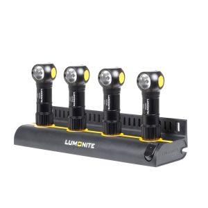 Laturi LUMONITE 4-Slot Charging Station V2, Telakka + 4 x Lumonite Vector V2