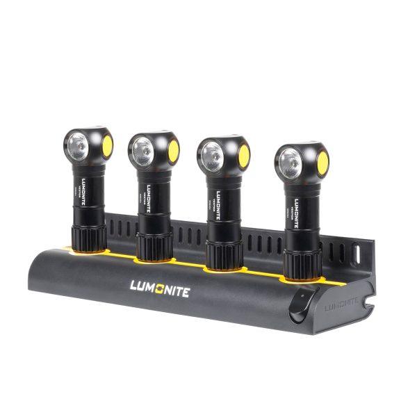 Laturi LUMONITE 4-Slot Charging Station V2, Telakka + 4 x Lumonite Vector V2
