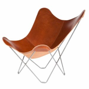 Cuero Design lepakkotuoli Pampa Mariposa Montana, mattakromi jalka