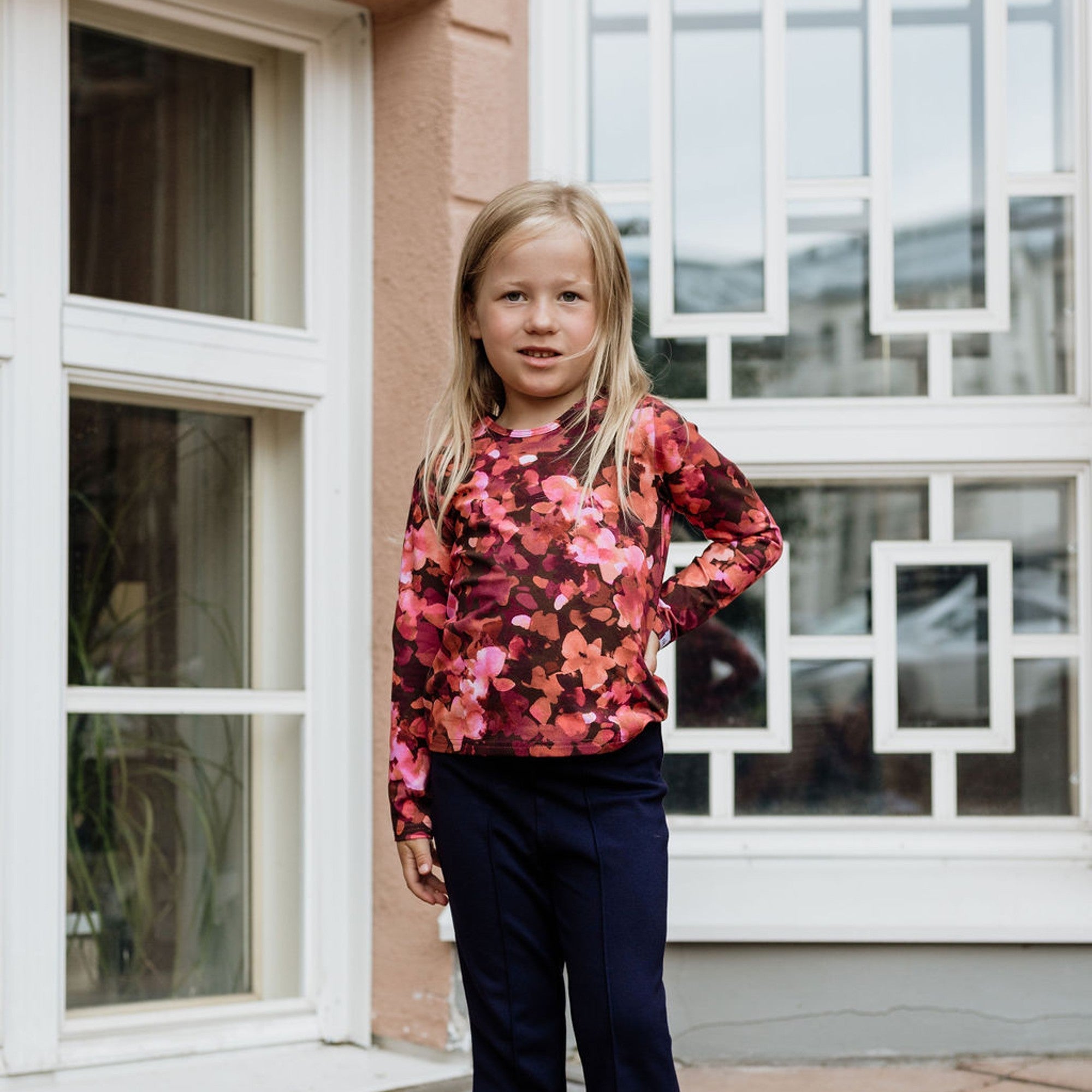 Basic Kids Print Shirt Scarlet Petals