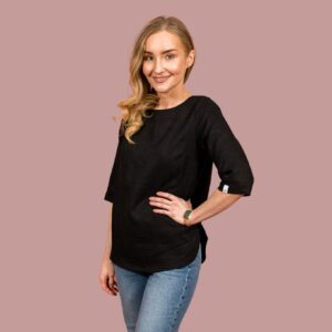 Classic Linen Blouse Black