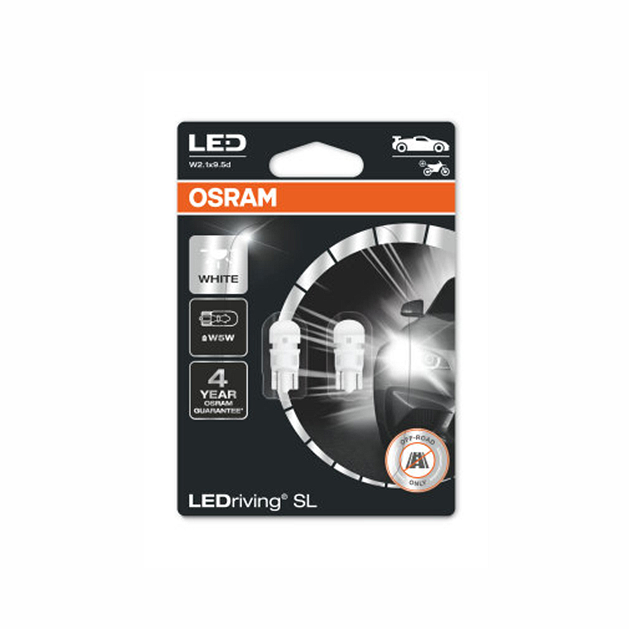 LED-poltinpari Osram LedDriving SL, 6000K, T10 (W5W)