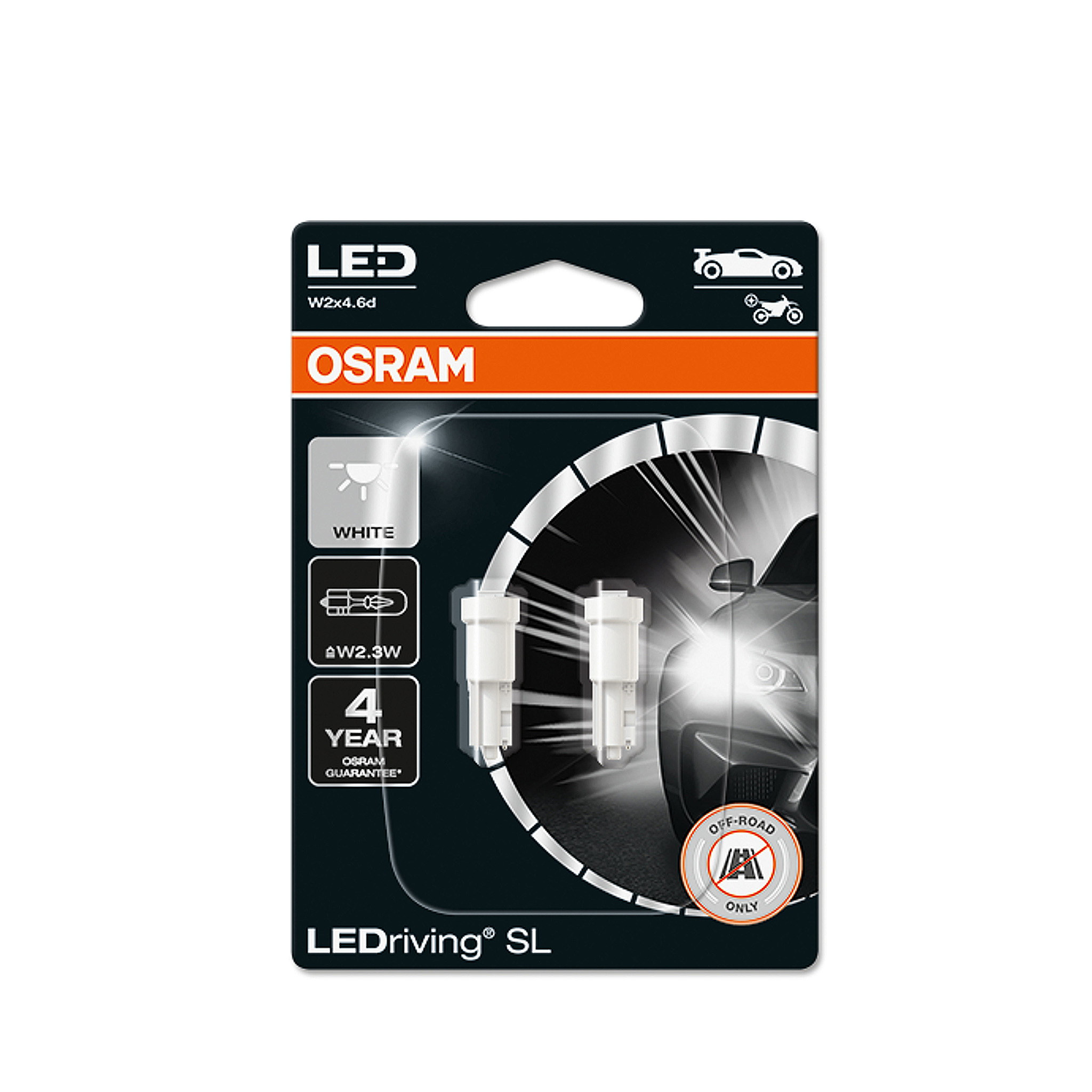 LED-poltinpari Osram LEDriving SL, 6000K, W2.3W