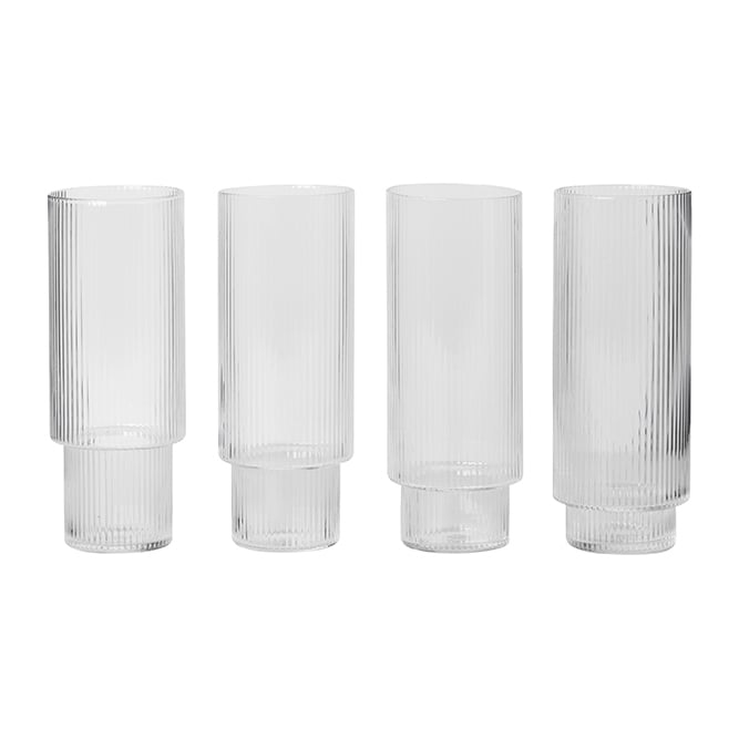 Ferm Living Ripple -longdrink-lasi 4/pk kirkas