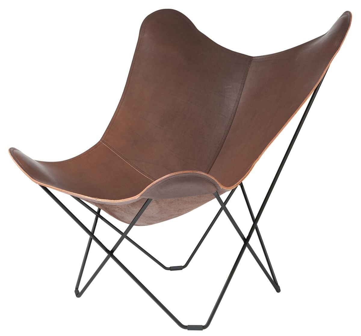 Cuero Design lepakkotuoli Pampa Mariposa Chocolate, musta jalka