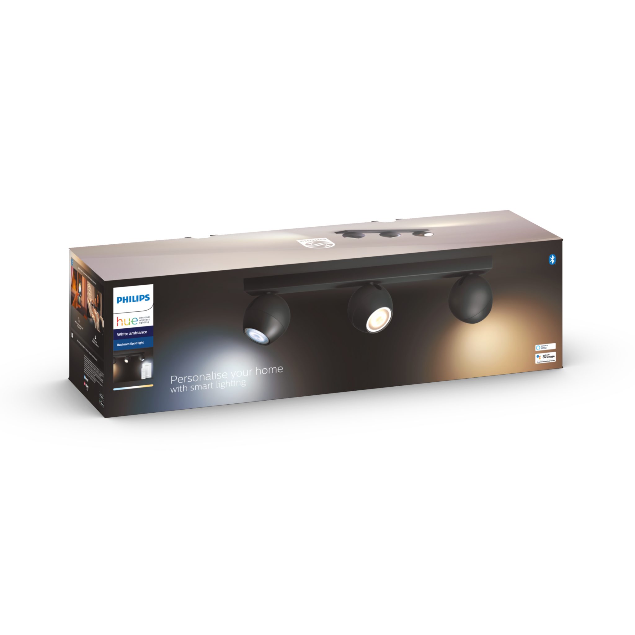Kattovalaisin Philips Hue Buckram Triple, GU10, Musta
