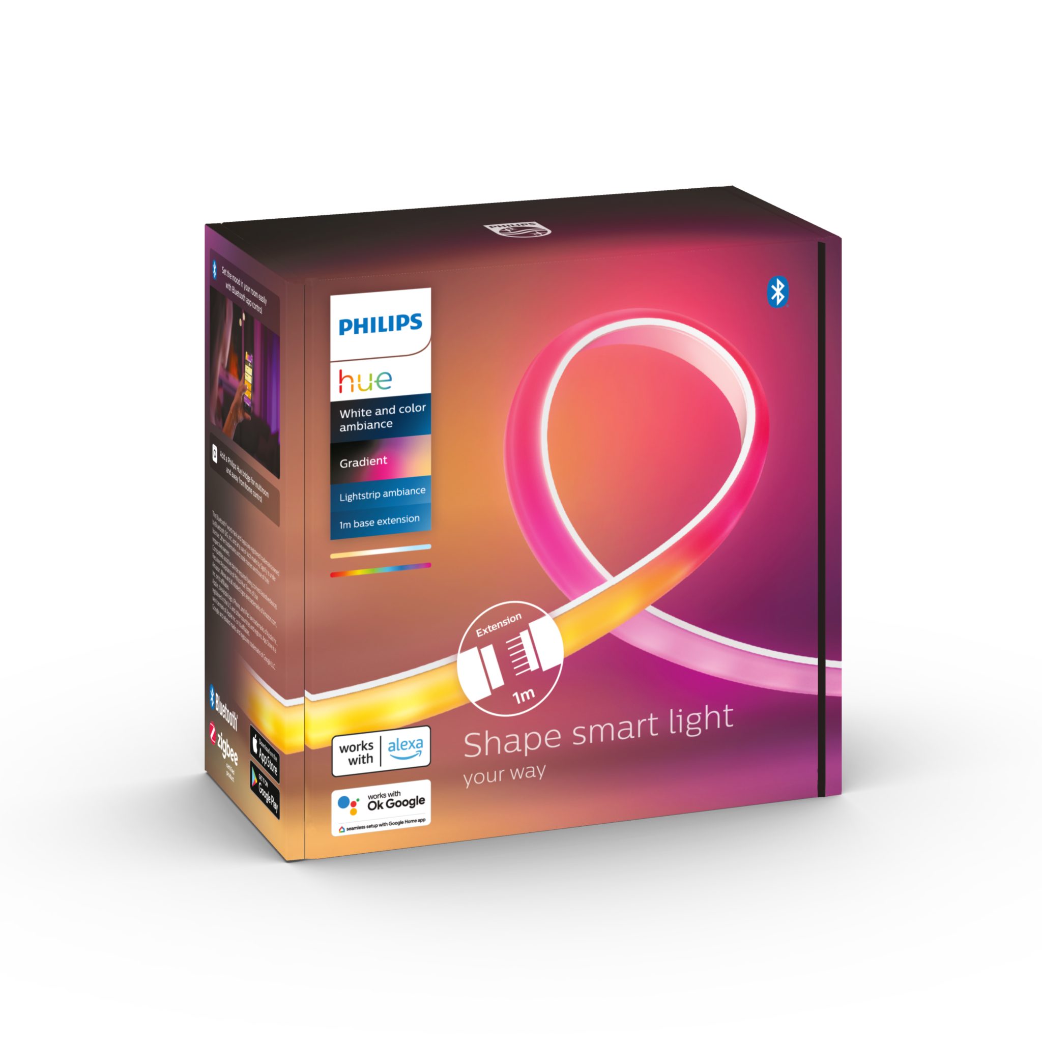 LED-nauhasetti Philips Hue Gradient, RGBW, 100 cm jatko-osa
