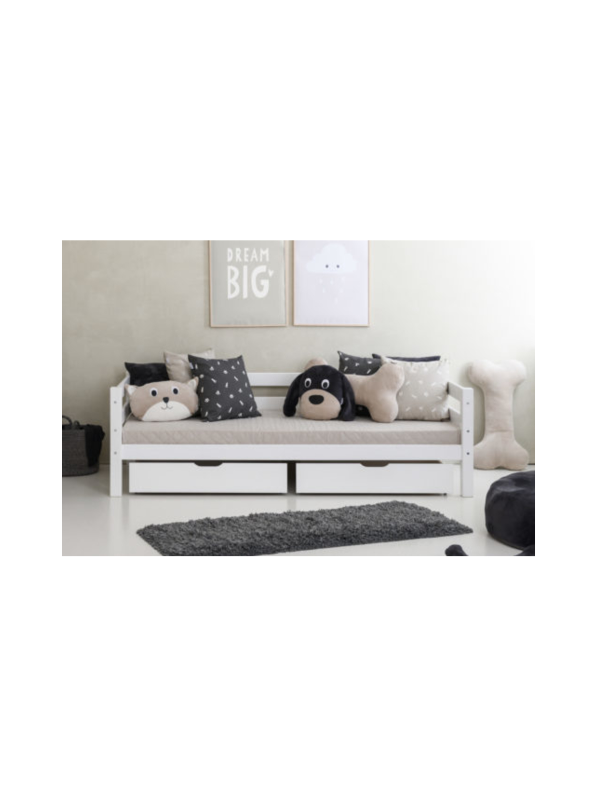 Hoppekids eco comfort 2 kpl sängynaluslaatikkoja, valkoinen
