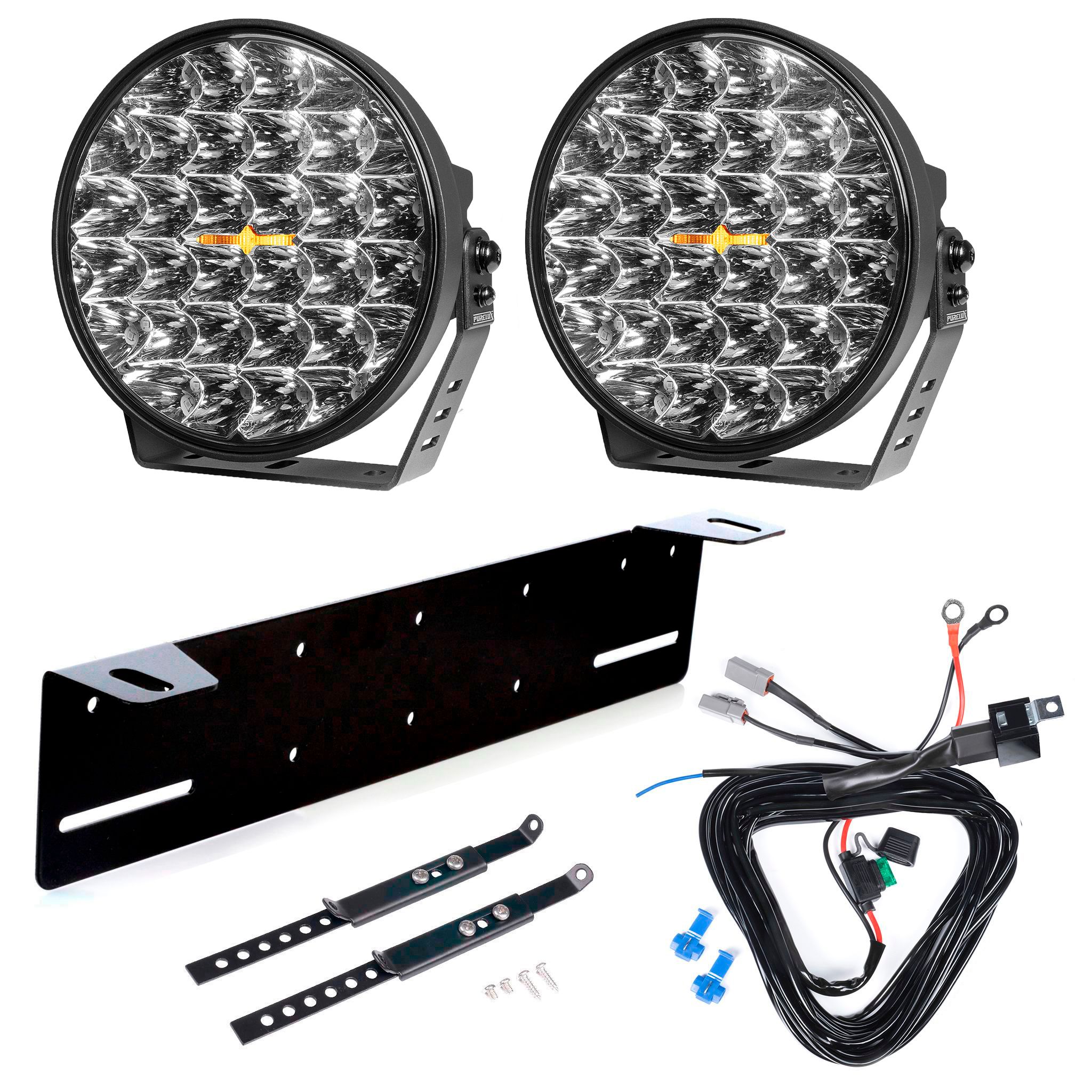 Lisävalo Purelux 9110 UNLIMITED DRL - Pyöreä / 23 cm / 175W / Off-road, 2 kpl - Täydellinen setti