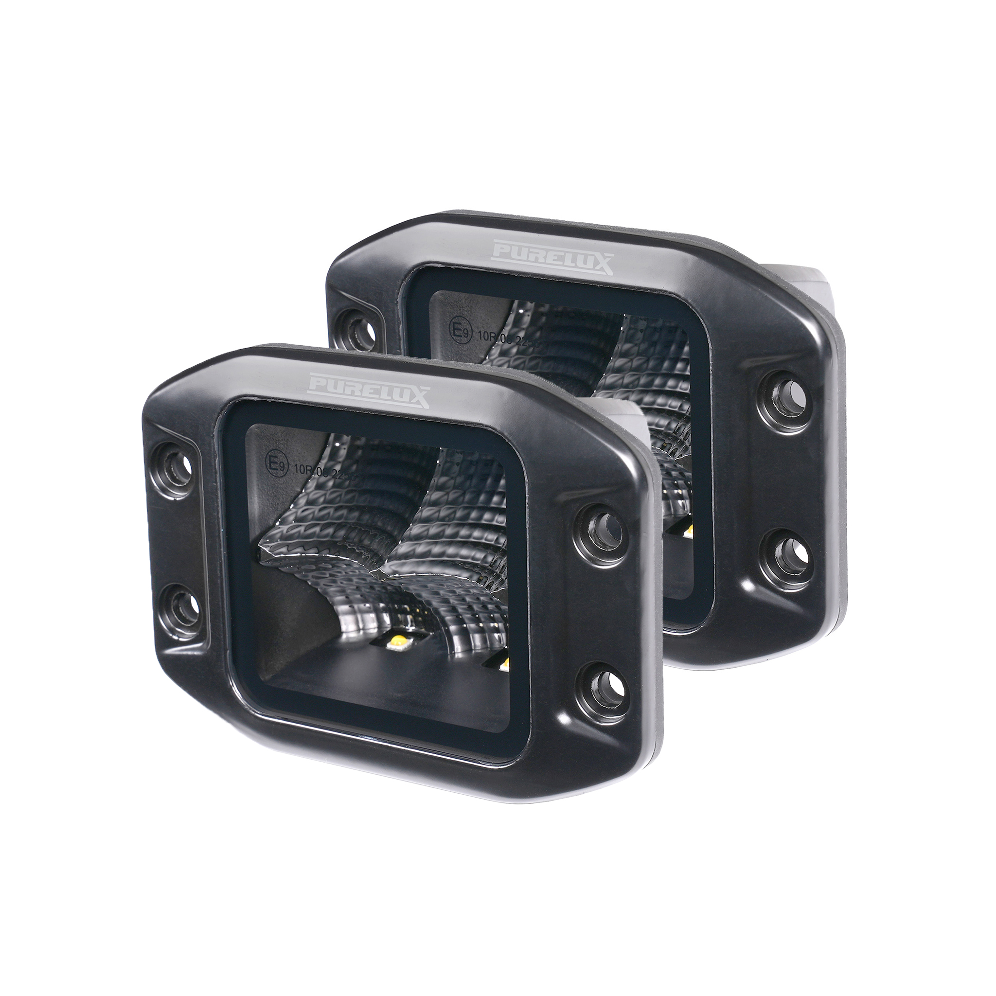 Työvalo Purelux Black Flush-Mount Square - 12 cm / 40W / Leveä, 2 kpl