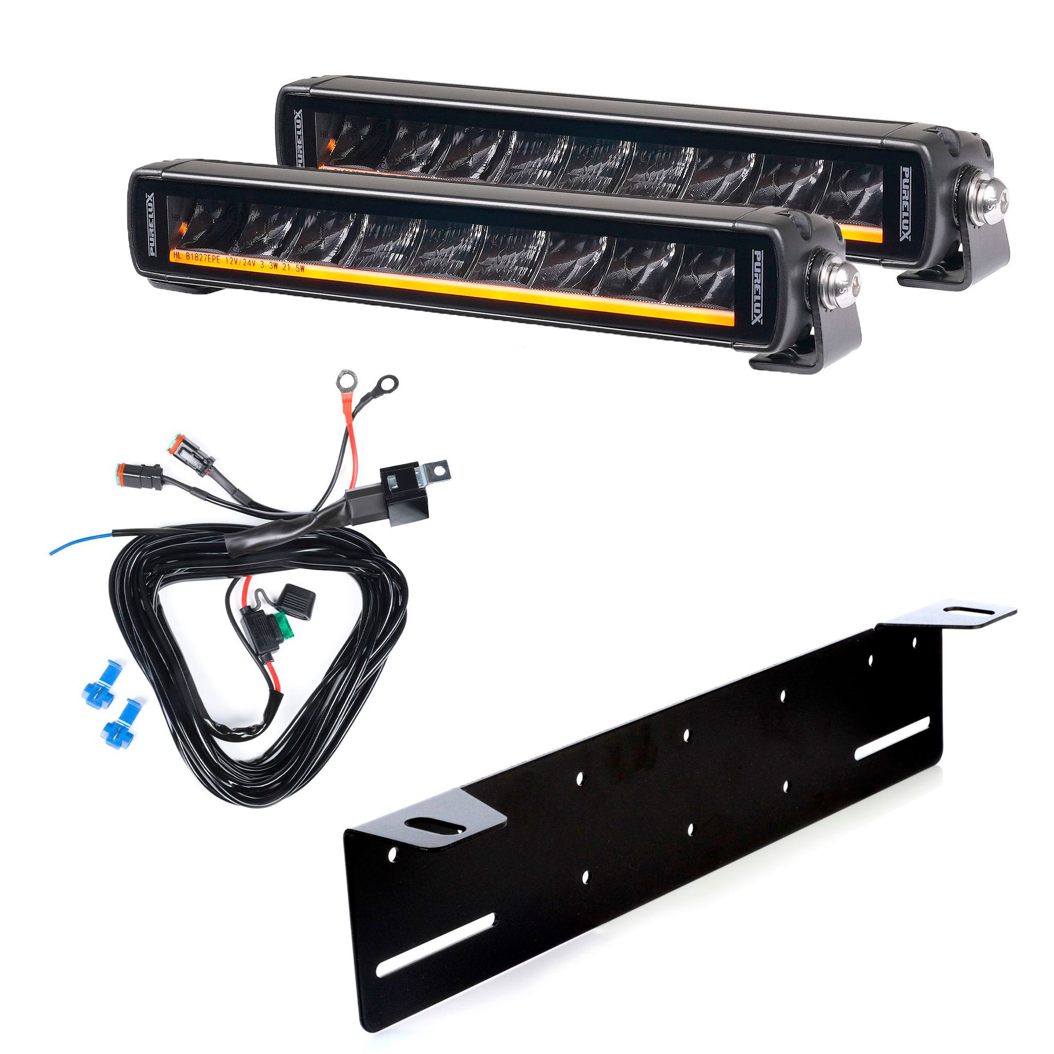 Lisävalo Purelux Black X-Slim S250 Gen2 - Straight / 25 cm / 45W / Ref. 20, 2 kpl - Täydellinen setti (Alakiinnitys)