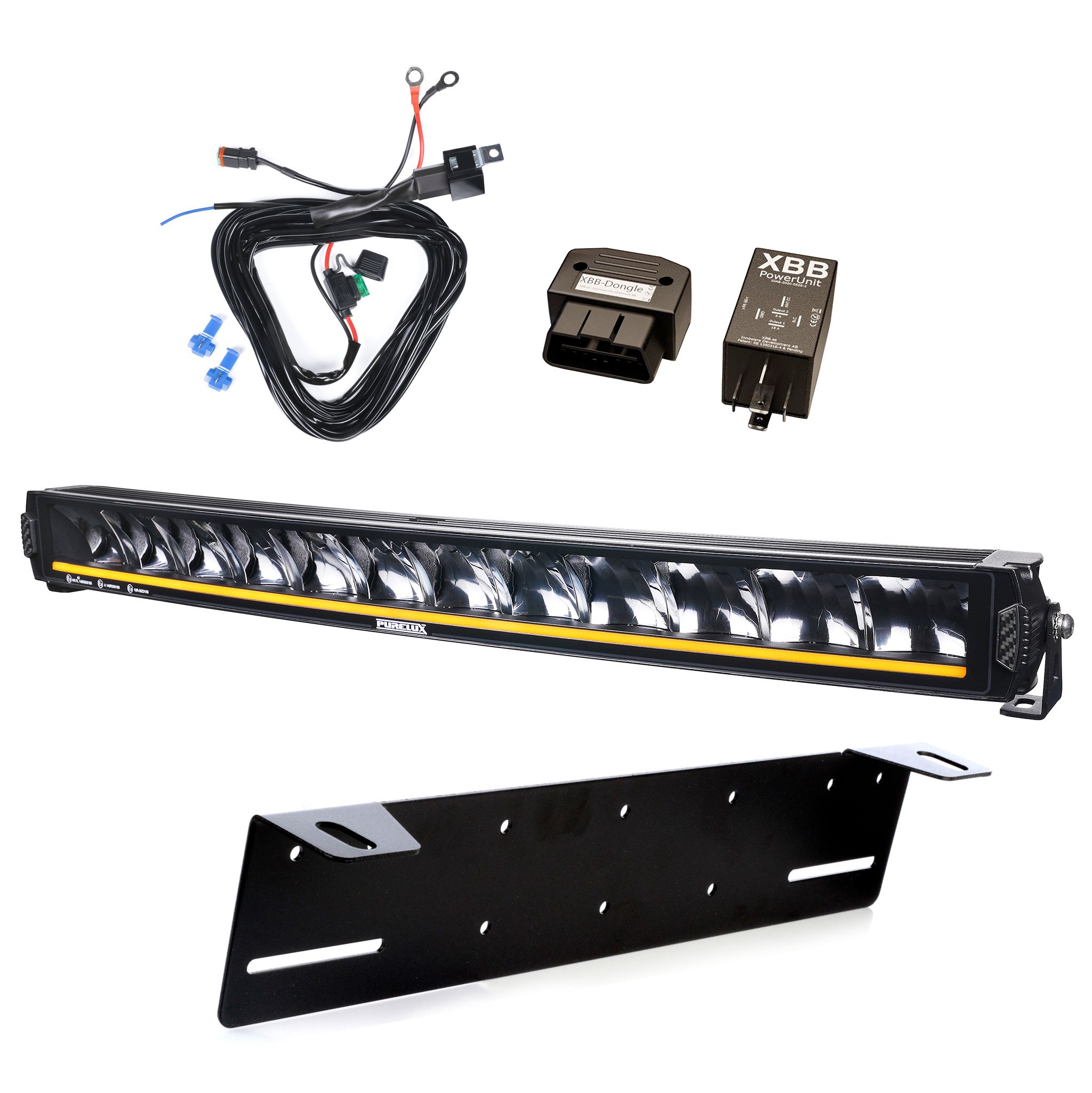 Lisävalo Purelux Road Curve C790 - Kaareva / 79 cm / 180W / Ref. 40, 1 kpl - Täydellinen setti + XBB OBD Dongle&PowerUnit -kytkentärele