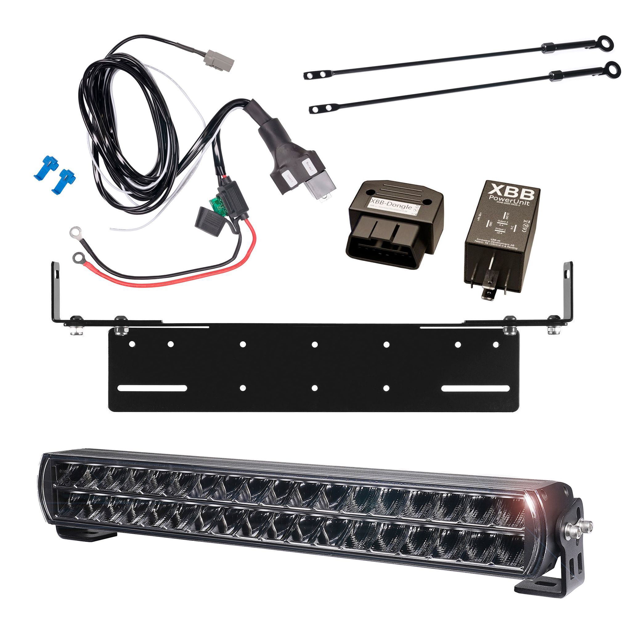 Lisävalo Purelux Major S530 V3 - Suora / 53 cm / 216 W / Ref. 50, 1 kpl - Täydellinen setti uppoasennustelineellä + XBB OBD Dongle&PowerUnit -kytkentärele