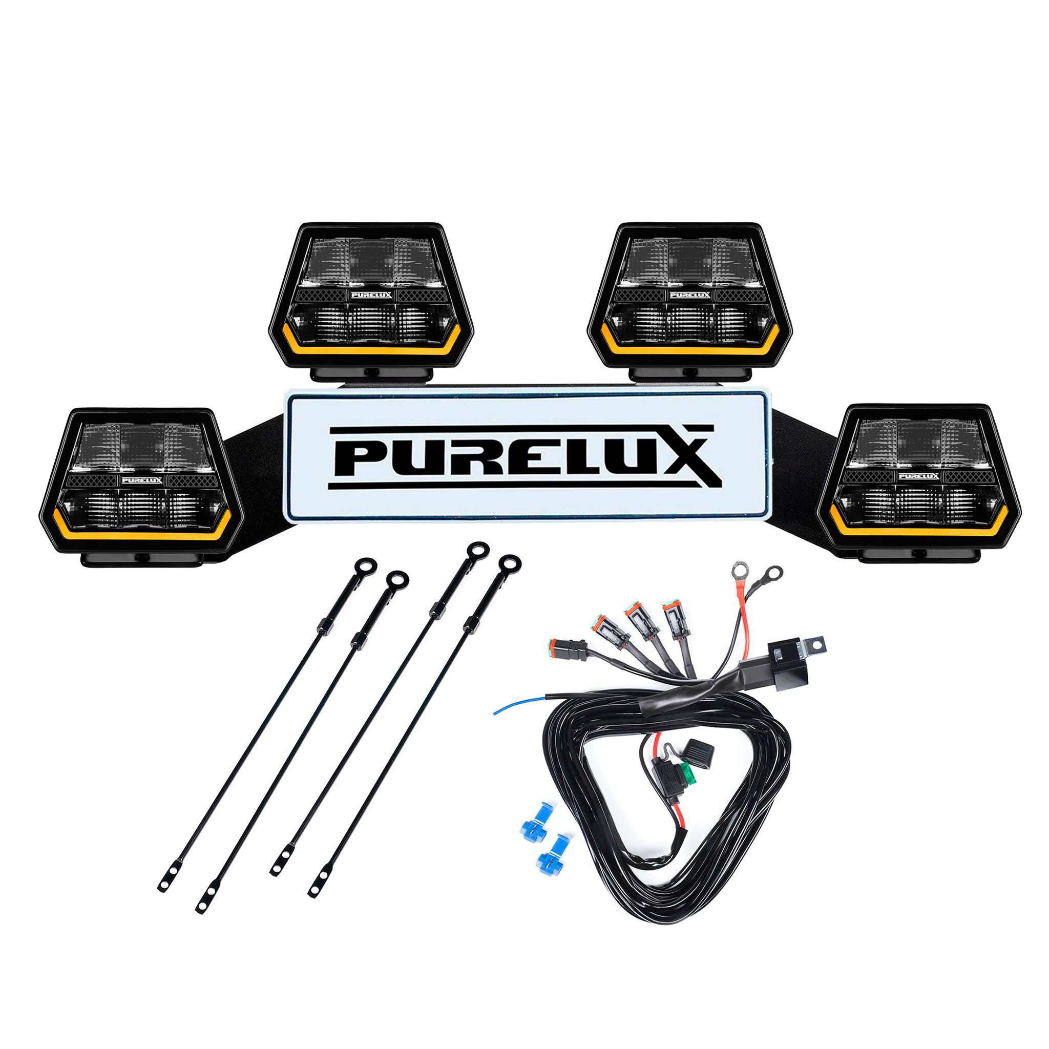 Lisävalo Purelux Panther 5 - Pyöreä / 15 cm / 90W / Ref. 12.5, 4 kpl - Täydellinen setti (WRC)